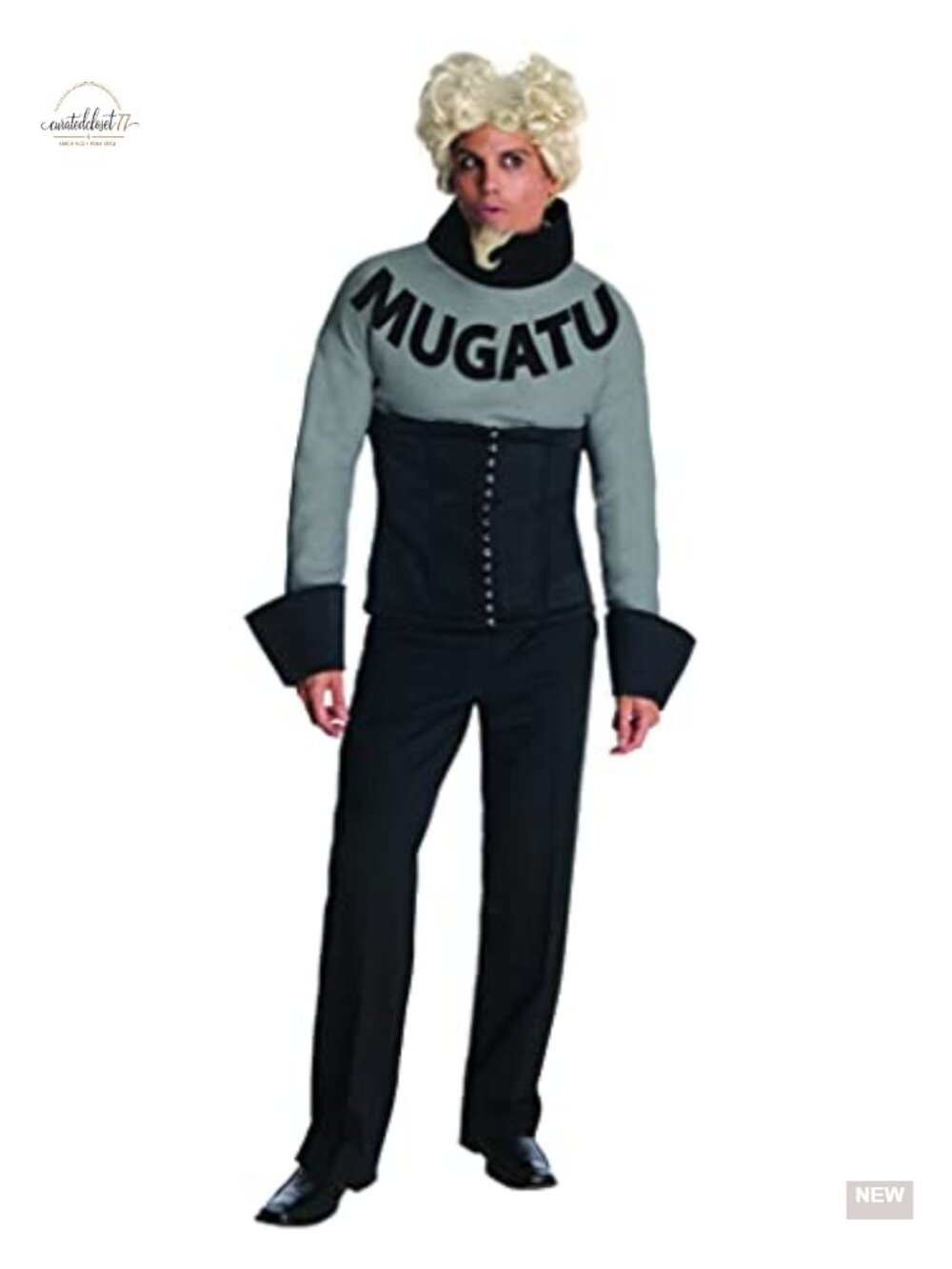 Adult Mugatu Costume Shirt Attached Corset Wig Goatee Men's Standard